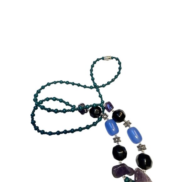 Blue Green Stone Pendant Necklace Boho Gemstone Jewelry Gift Handmade - Picture 5 of 10